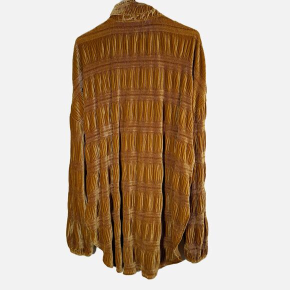 Free People My Best Top Medium Spiced Ginger Crinkle Velvet Oversized Shacket - Picture 5 of 15